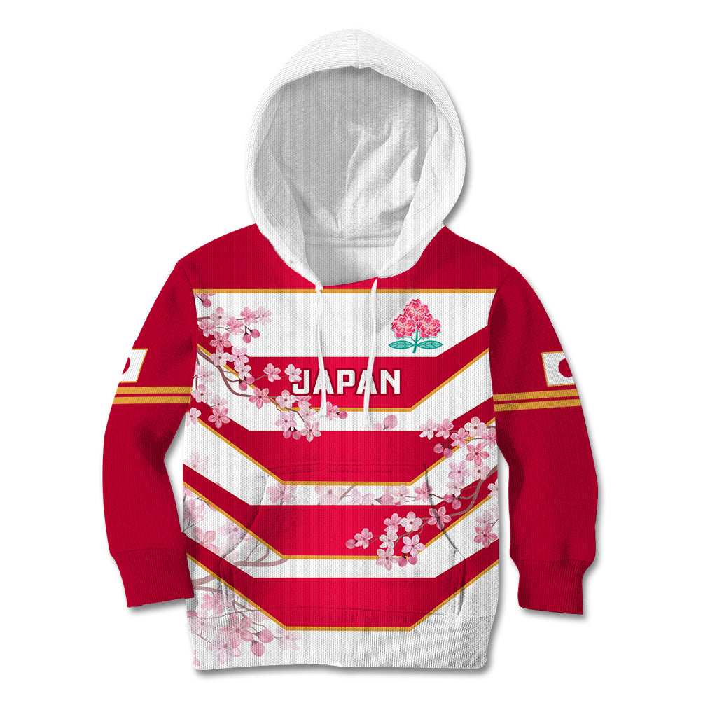 Japan Rugby Kid Hoodie 2023 Go Cherry Blossoms World Cup - Wonder Print Shop