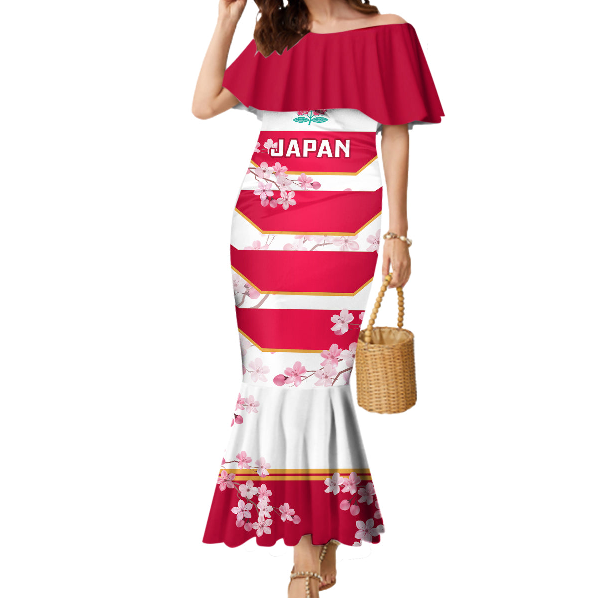 Japan Rugby Mermaid Dress 2023 Go Cherry Blossoms World Cup - Wonder Print Shop