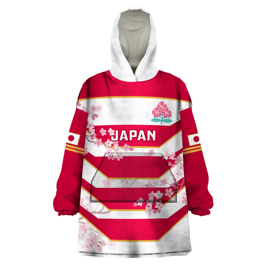 Japan Rugby Wearable Blanket Hoodie 2023 Go Cherry Blossoms World Cup - Wonder Print Shop