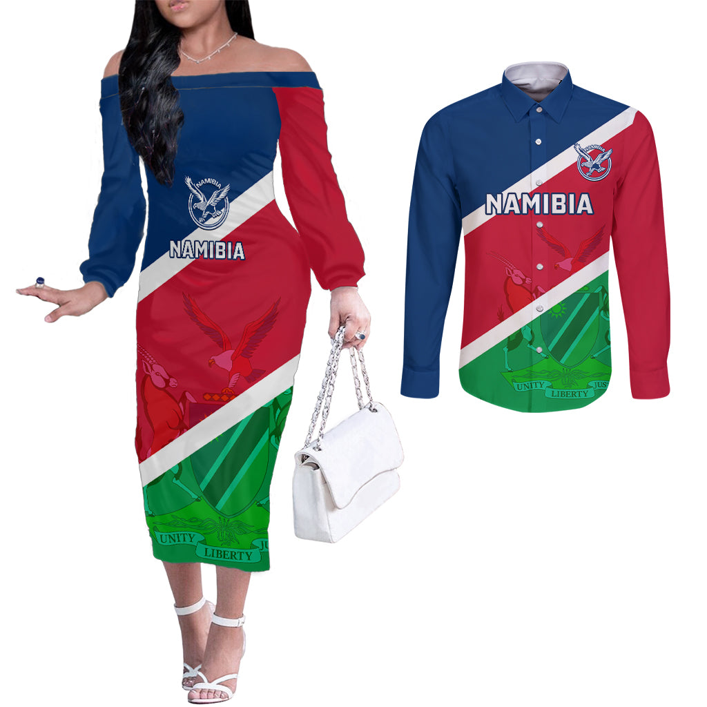 namibia-rugby-couples-matching-off-the-shoulder-long-sleeve-dress-and-long-sleeve-button-shirts-2023-welwitschias-flag-style