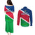 Namibia Rugby Couples Matching Puletasi Dress and Long Sleeve Button Shirts 2023 Welwitschias Flag Style - Wonder Print Shop