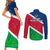 Namibia Rugby Couples Matching Short Sleeve Bodycon Dress and Long Sleeve Button Shirts 2023 Welwitschias Flag Style - Wonder Print Shop