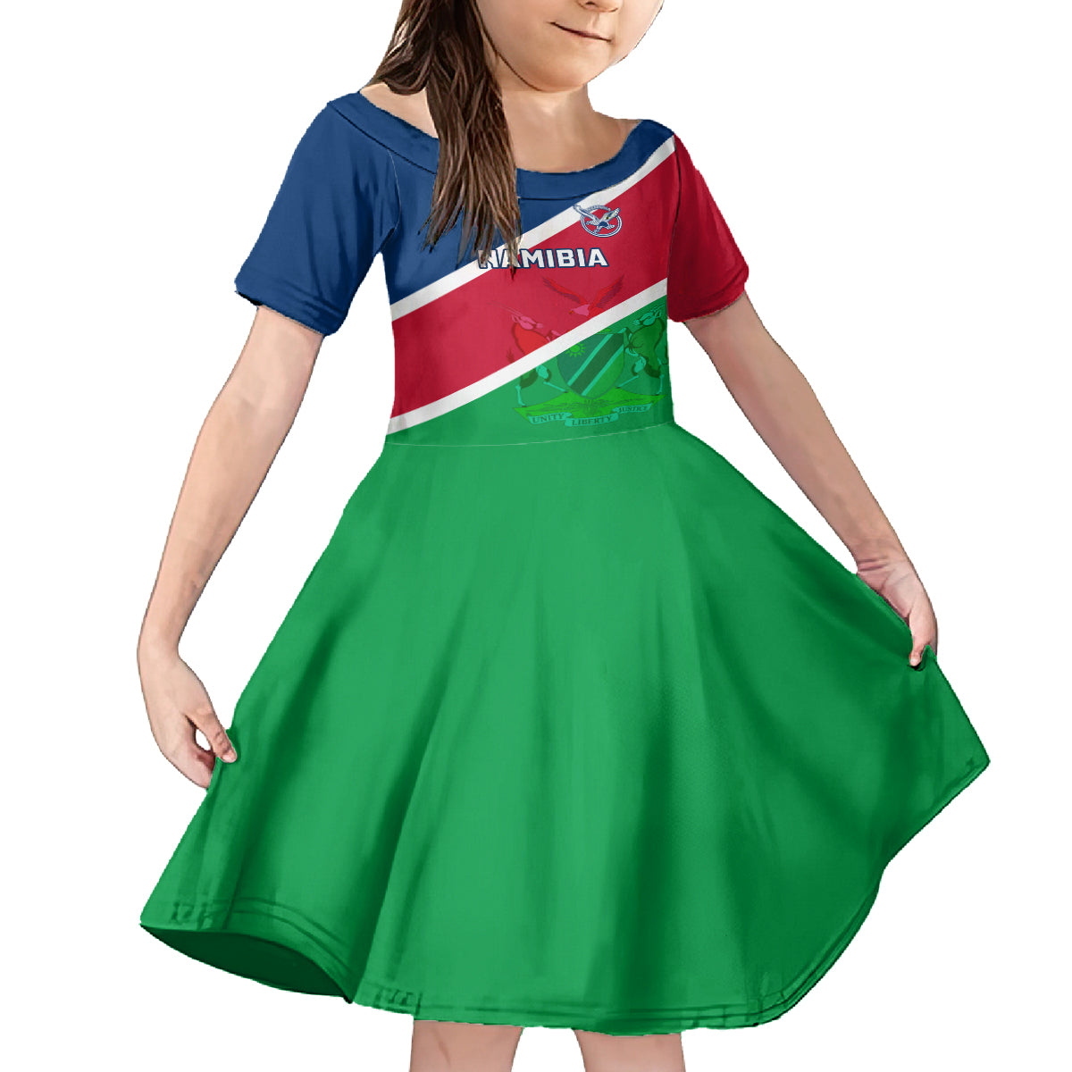 Namibia Rugby Kid Short Sleeve Dress 2023 Welwitschias Flag Style - Wonder Print Shop