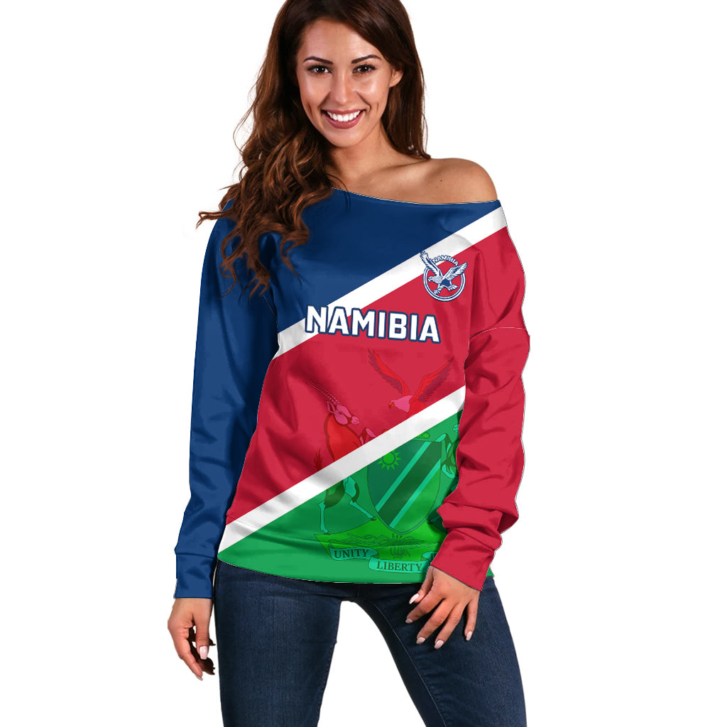 Namibia Rugby Off Shoulder Sweater 2023 Welwitschias Flag Style - Wonder Print Shop