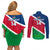 Custom Namibia Rugby Couples Matching Off Shoulder Short Dress and Long Sleeve Button Shirts 2023 Welwitschias Flag Style - Wonder Print Shop