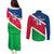 Custom Namibia Rugby Couples Matching Puletasi Dress and Long Sleeve Button Shirts 2023 Welwitschias Flag Style - Wonder Print Shop