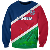 Namibia flag-style rugby sweatshirt with crest and UNITY LIBERTY JUSTICE print