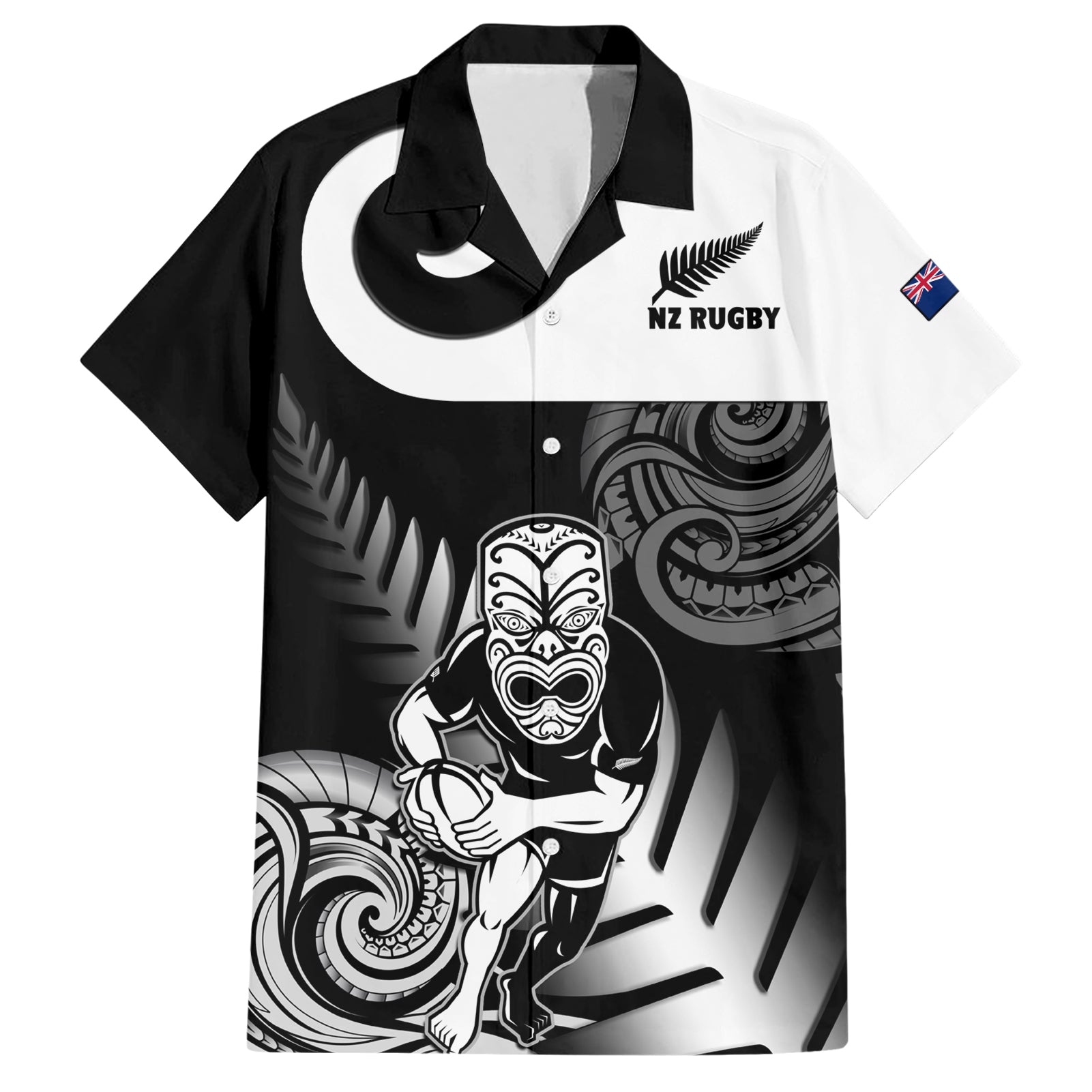 New Zealand Silver Fern Rugby Hawaiian Shirt Go Champions NZ All Black Maori Koru - Wonder Print Shop