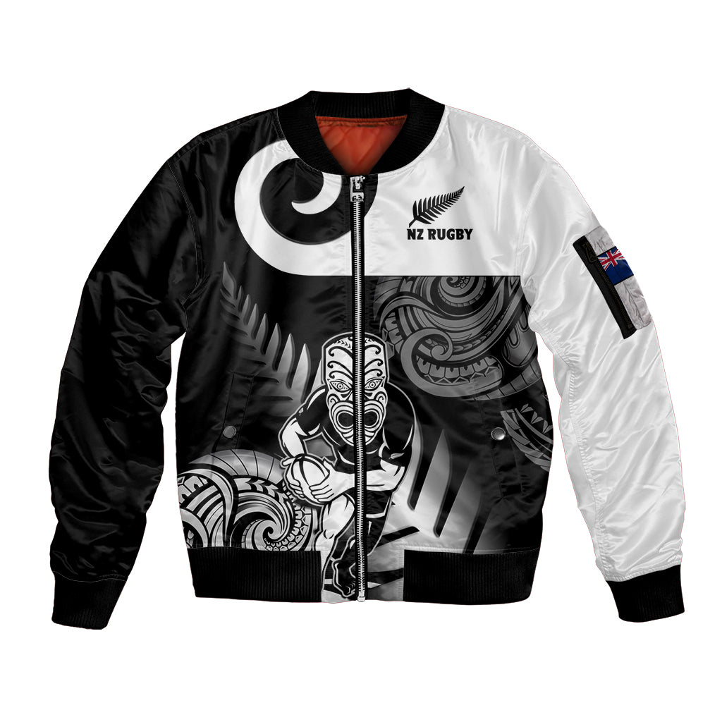 New Zealand Silver Fern Rugby Sleeve Zip Bomber Jacket Go Champions NZ All Black Maori Koru - Wonder Print Shop