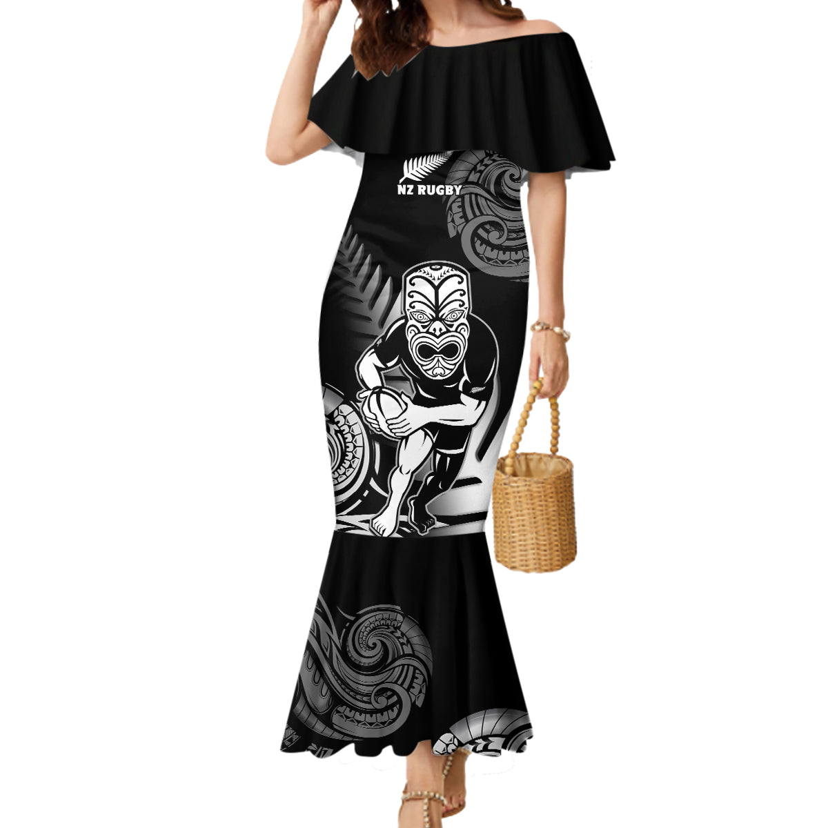 Custom New Zealand Silver Fern Rugby Mermaid Dress Go Champions NZ All Black Maori Koru - Wonder Print Shop