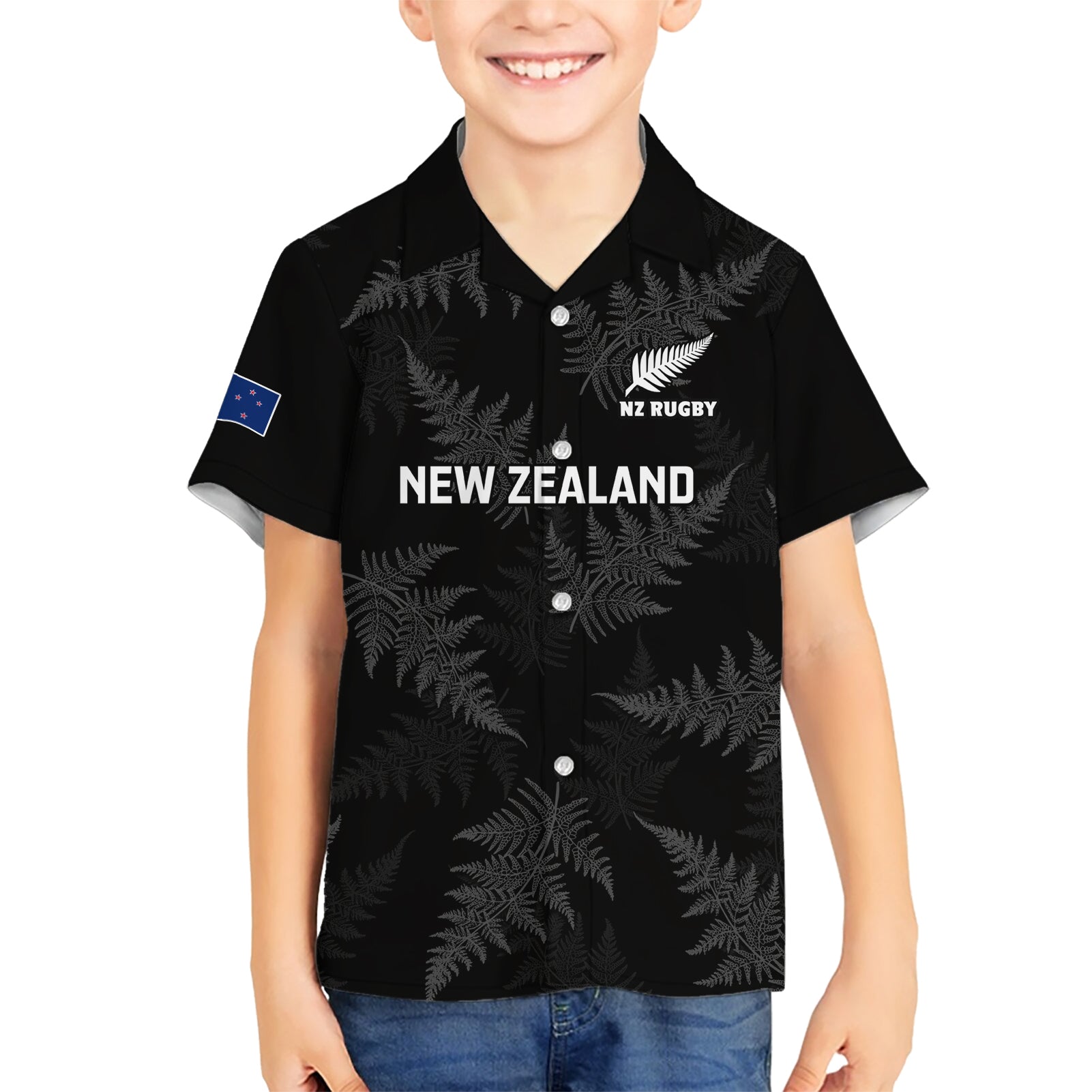 New Zealand Silver Fern Rugby Kid Hawaiian Shirt 2023 Go Aotearoa Champions World Cup - Wonder Print Shop