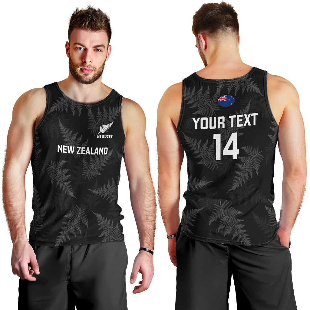 Personalised New Zealand Silver Fern Rugby Men Tank Top 2023 Go Aotearoa World Cup LT14