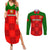 Portugal Rugby Couples Matching Summer Maxi Dress and Long Sleeve Button Shirts Go Wolves Mix Coat Of Arms - Wonder Print Shop