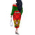 Portugal Rugby Off The Shoulder Long Sleeve Dress Go Wolves Mix Coat Of Arms - Wonder Print Shop