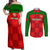 Custom Portugal Rugby Couples Matching Off Shoulder Maxi Dress and Long Sleeve Button Shirts Go Wolves Mix Coat Of Arms - Wonder Print Shop