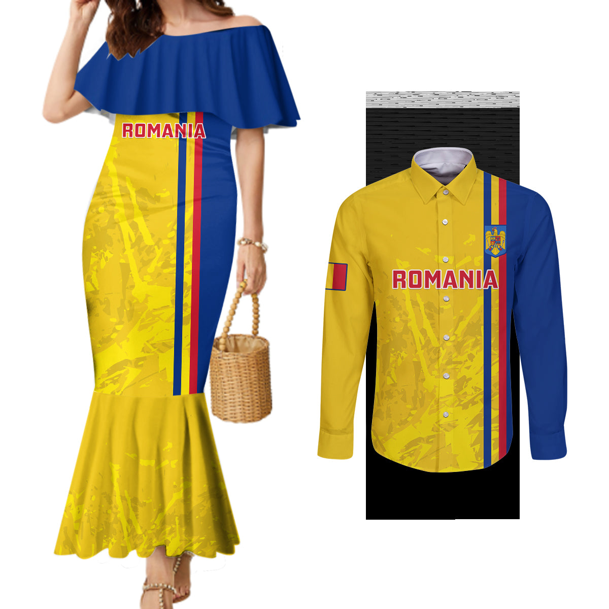 romania-rugby-couples-matching-mermaid-dress-and-long-sleeve-button-shirts-go-the-oaks-grunge-style