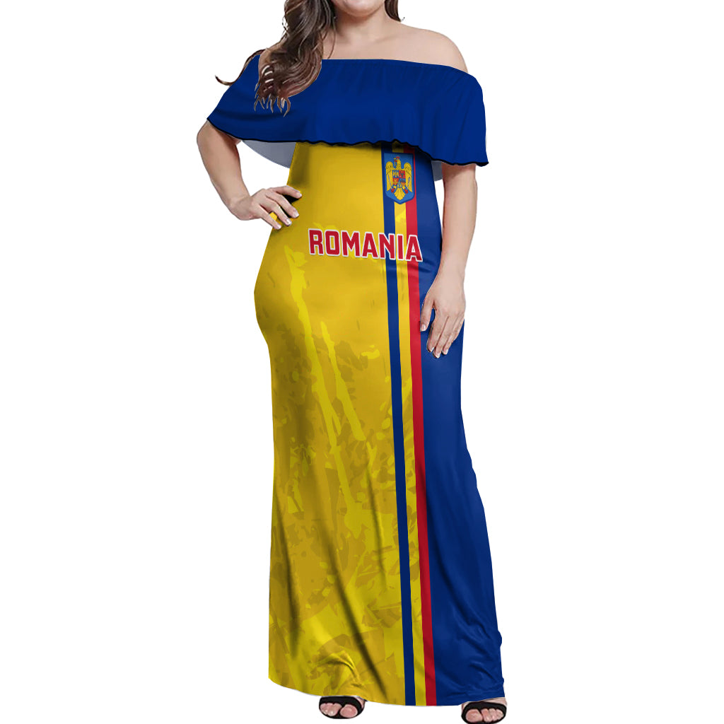 Romania Rugby Off Shoulder Maxi Dress Go The Oaks Grunge Style - Wonder Print Shop