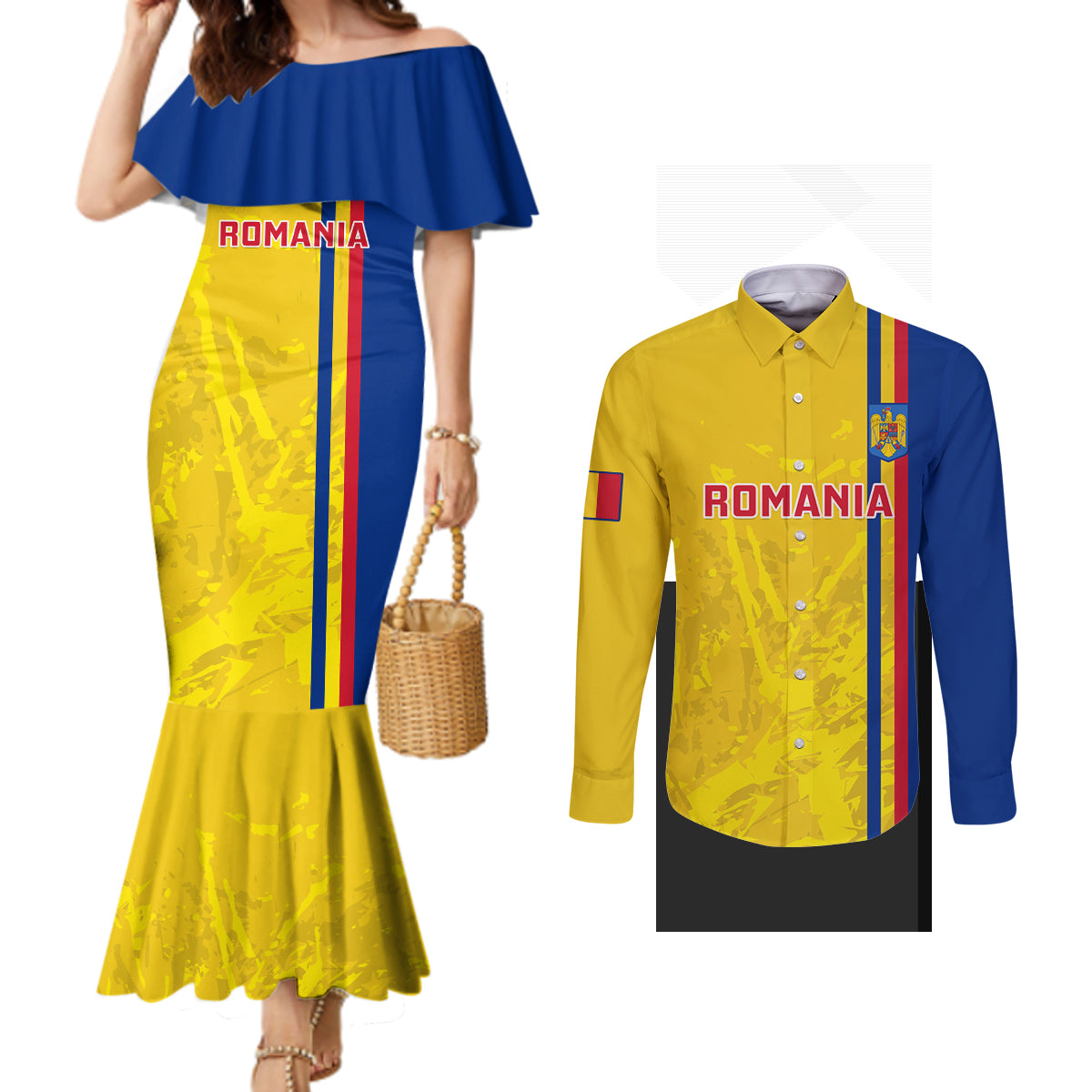 custom-romania-rugby-couples-matching-mermaid-dress-and-long-sleeve-button-shirts-go-the-oaks-grunge-style