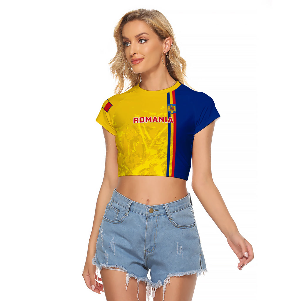 Custom Romania Rugby Raglan Cropped T Shirt Go The Oaks Grunge Style - Wonder Print Shop