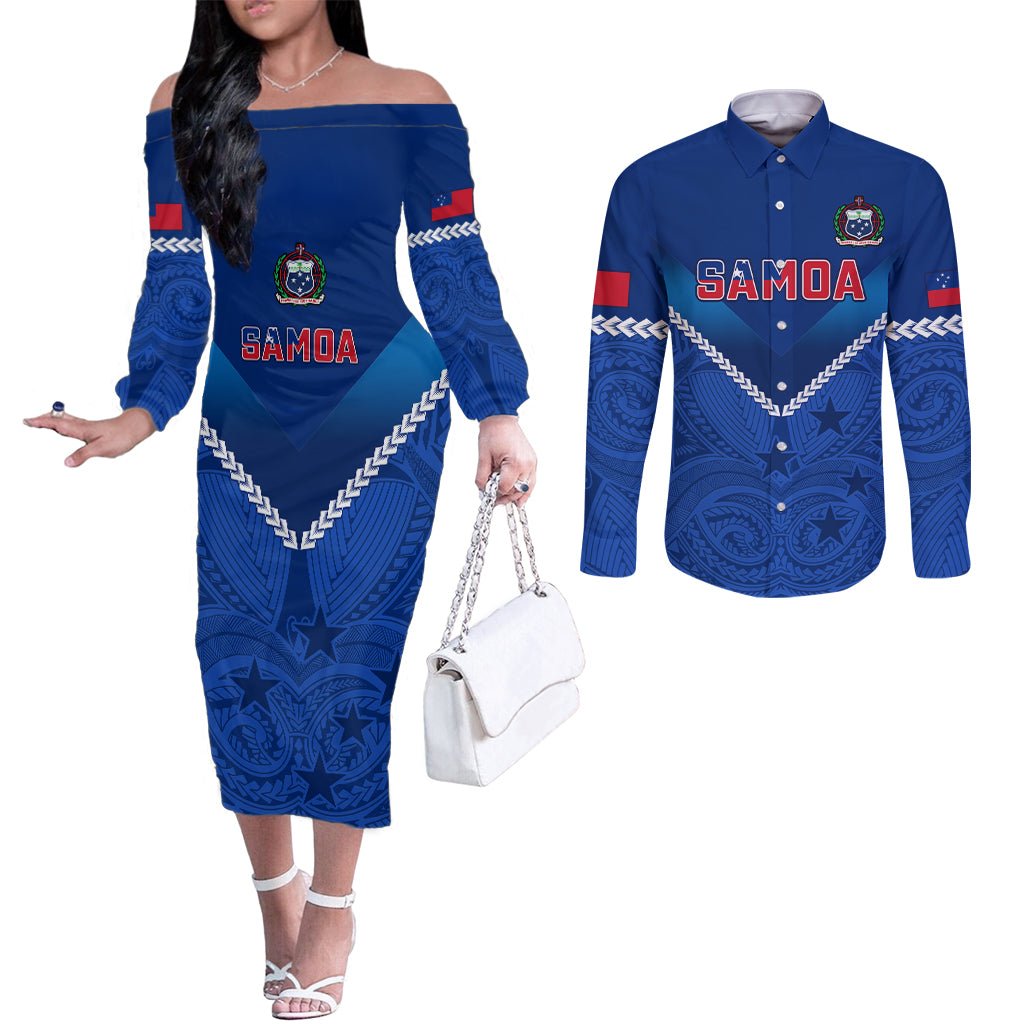 samoa-rugby-couples-matching-off-the-shoulder-long-sleeve-dress-and-long-sleeve-button-shirts-2023-go-manu-samoa