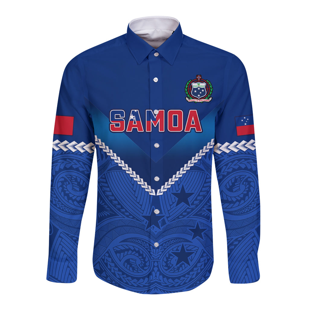 Samoa Rugby Long Sleeve Button Shirt 2023 Go Manu Samoa - Wonder Print Shop