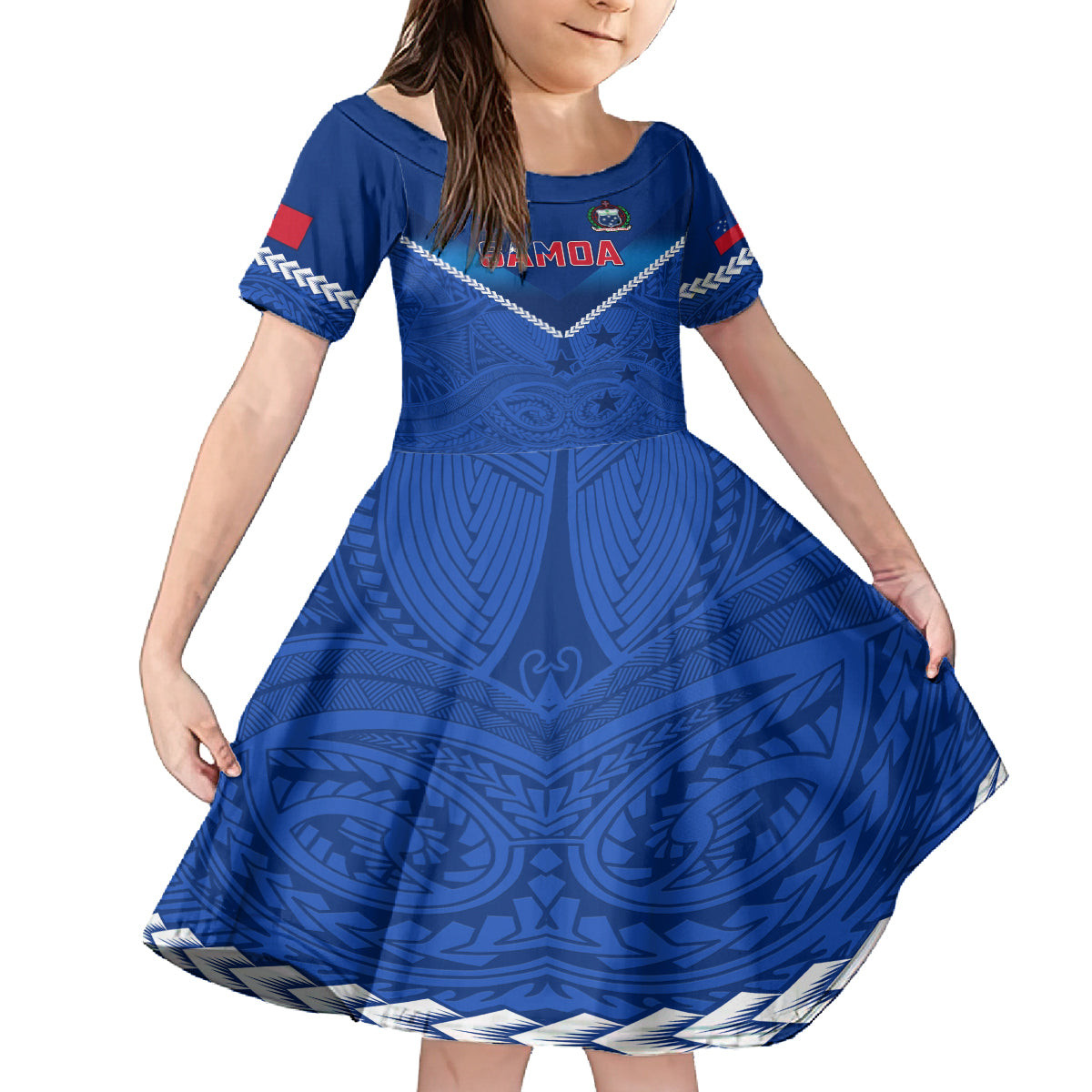 Custom Samoa Rugby Kid Short Sleeve Dress 2023 Go Manu Samoa - Wonder Print Shop