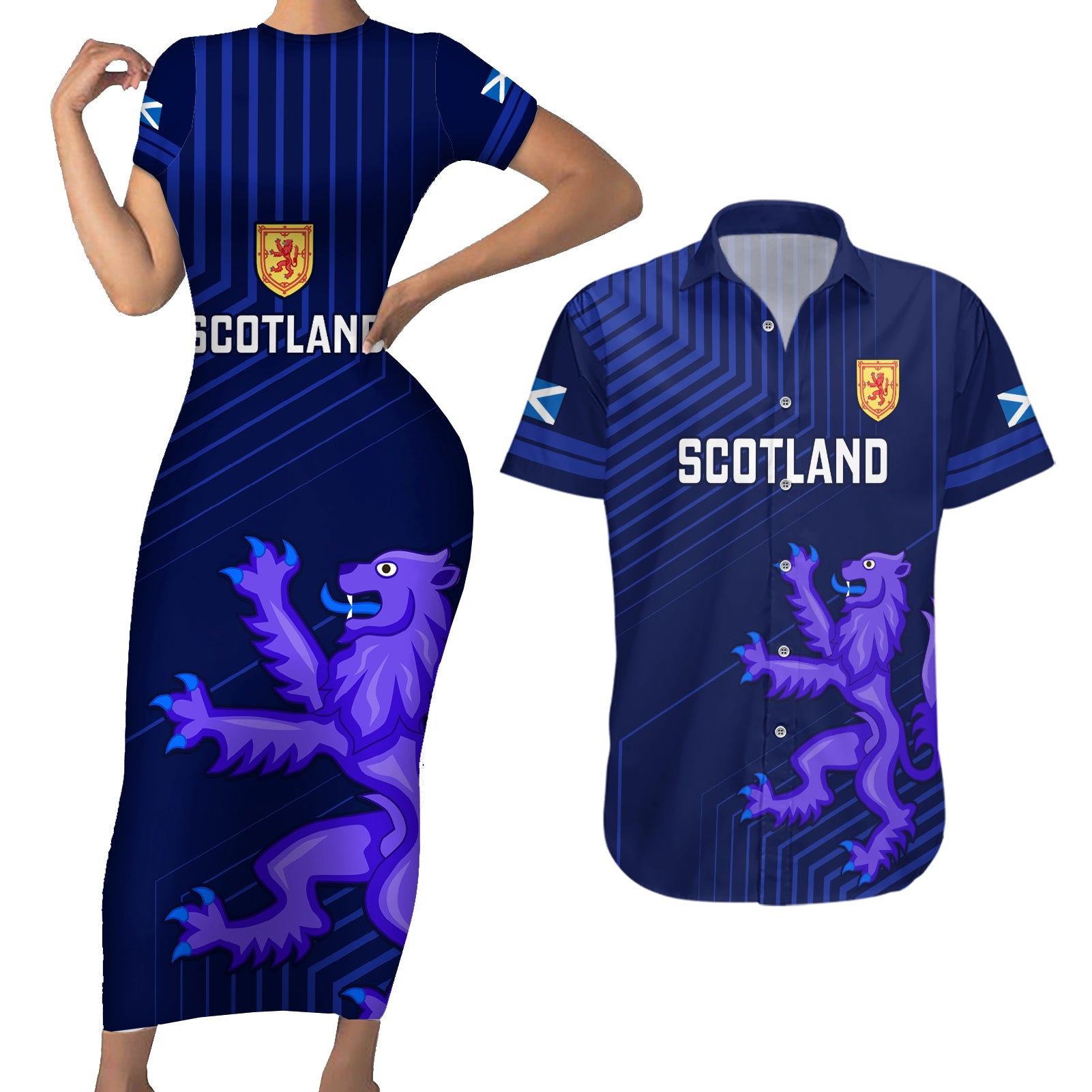 Scotland Rugby Couples Matching Short Sleeve Bodycon Dress and Hawaiian Shirt 2023 Go Scottish - Wonder Print Shop