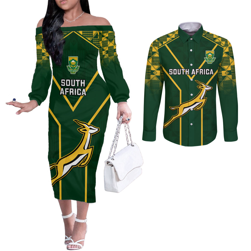 south-africa-rugby-couples-matching-off-the-shoulder-long-sleeve-dress-and-long-sleeve-button-shirts-2023-go-champions-world-cup-springboks