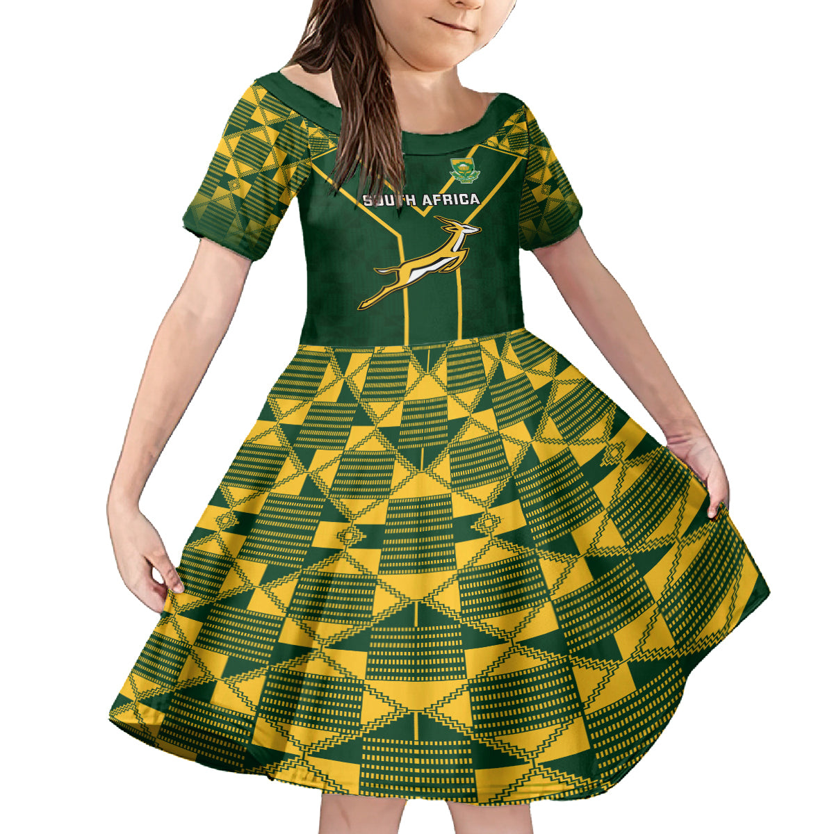 South Africa Rugby Kid Short Sleeve Dress 2023 Go Champions World Cup Springboks - Wonder Print Shop