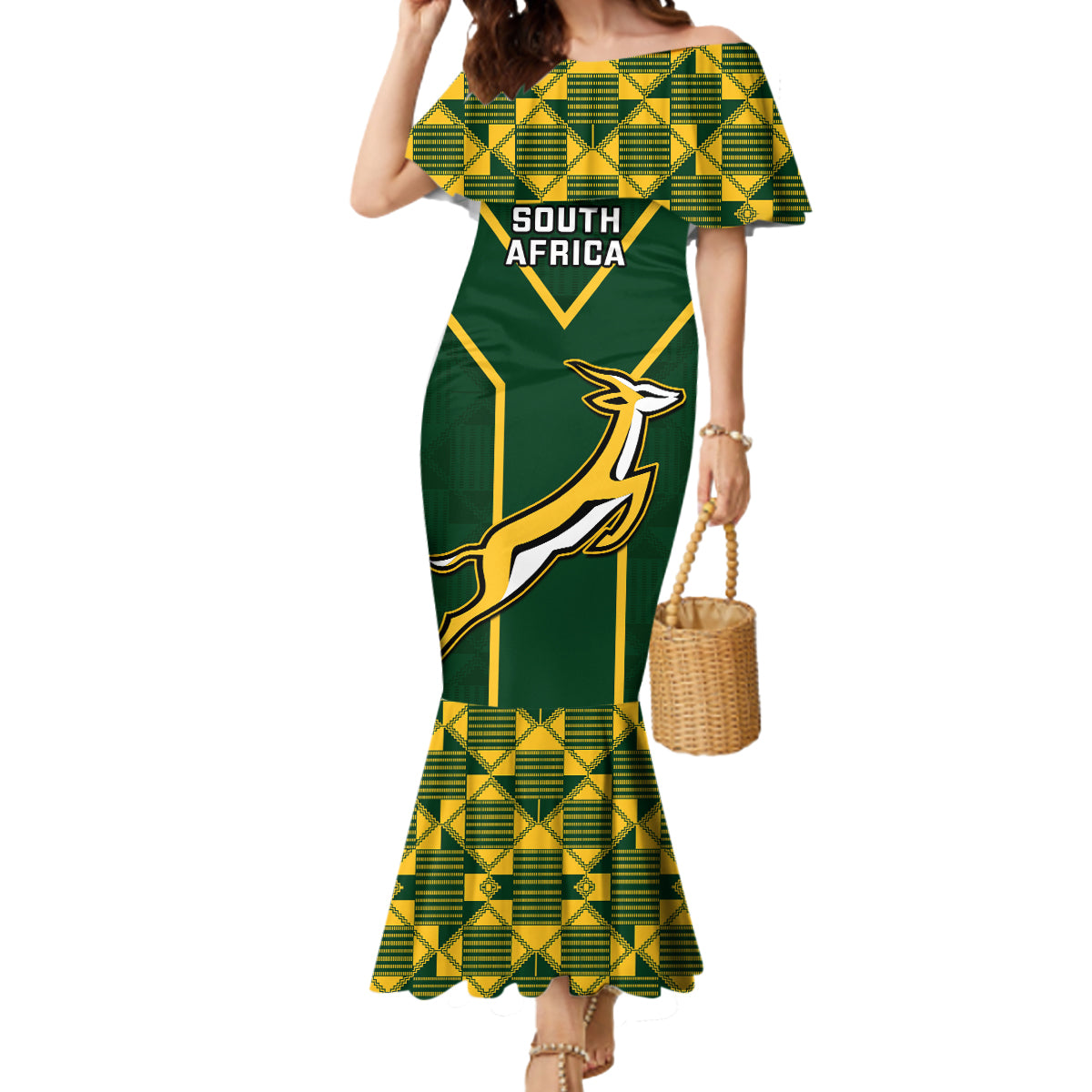 South Africa Rugby Mermaid Dress 2023 Go Champions World Cup Springboks - Wonder Print Shop