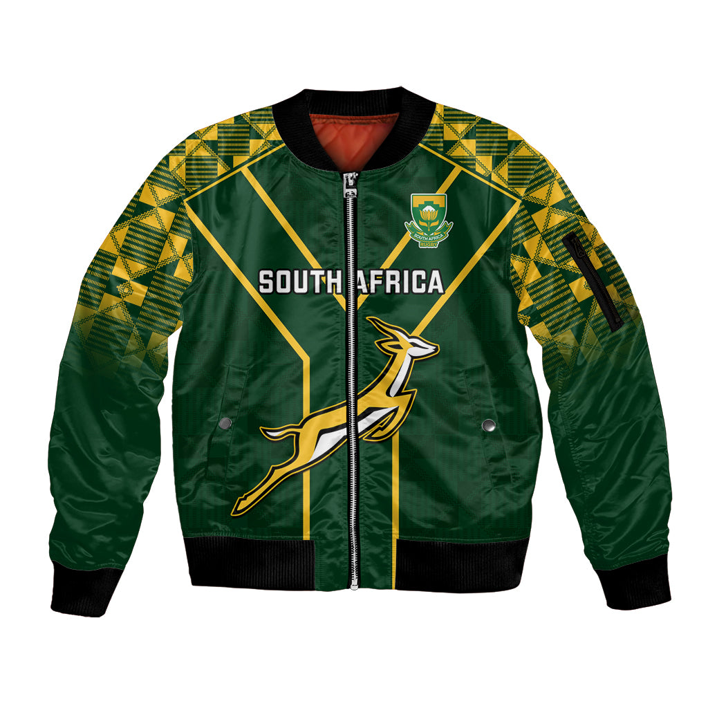 South Africa Rugby Sleeve Zip Bomber Jacket 2023 Go Champions World Cup Springboks - Wonder Print Shop