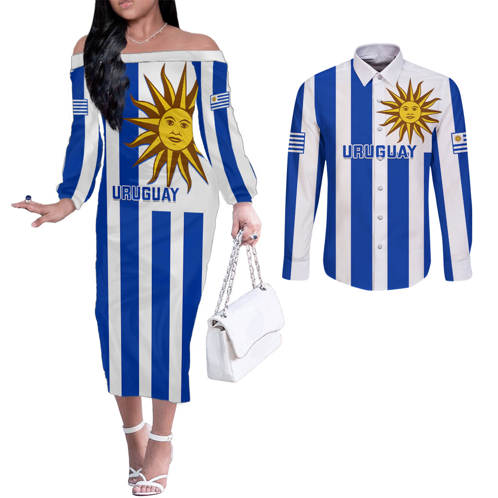 uruguay-rugby-couples-matching-off-the-shoulder-long-sleeve-dress-and-long-sleeve-button-shirts-go-los-teros-flag-style