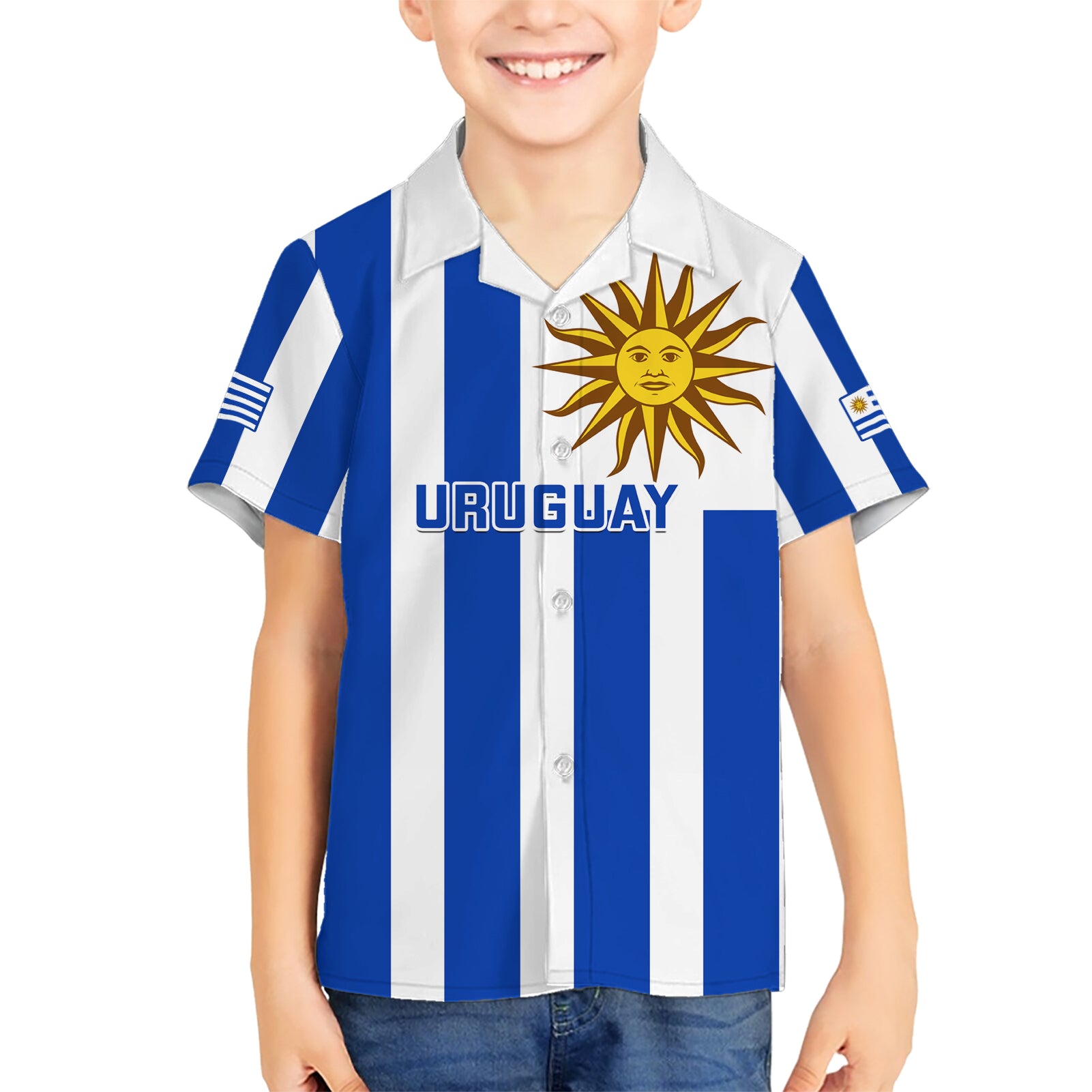 Uruguay Rugby Kid Hawaiian Shirt Go Los Teros Flag Style - Wonder Print Shop