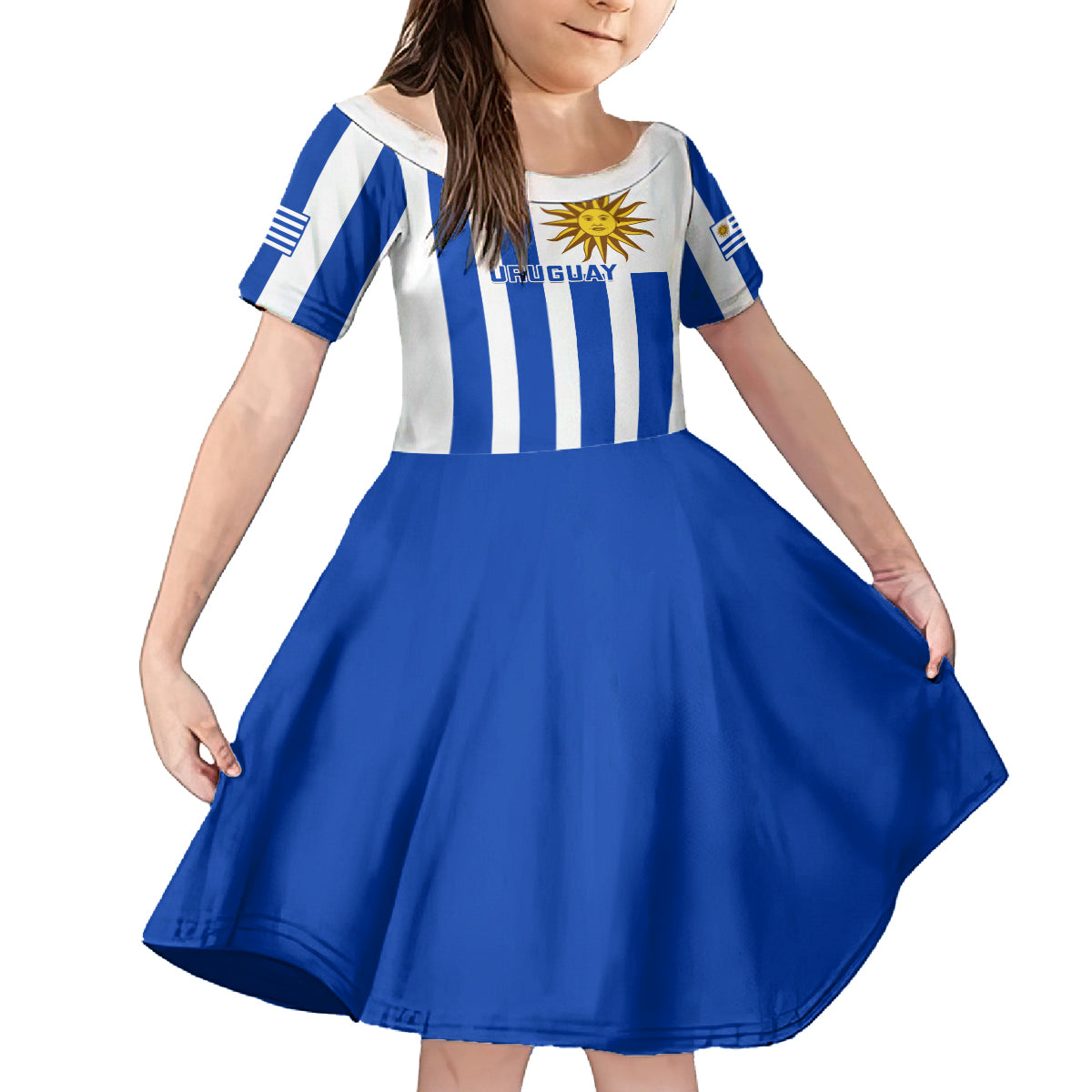 Uruguay Rugby Kid Short Sleeve Dress Go Los Teros Flag Style - Wonder Print Shop