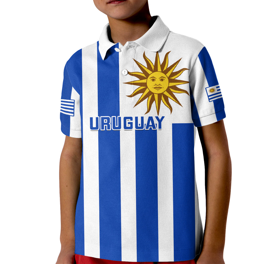 Custom Uruguay Rugby Kid Polo Shirt Go Los Teros Flag Style - Wonder Print Shop