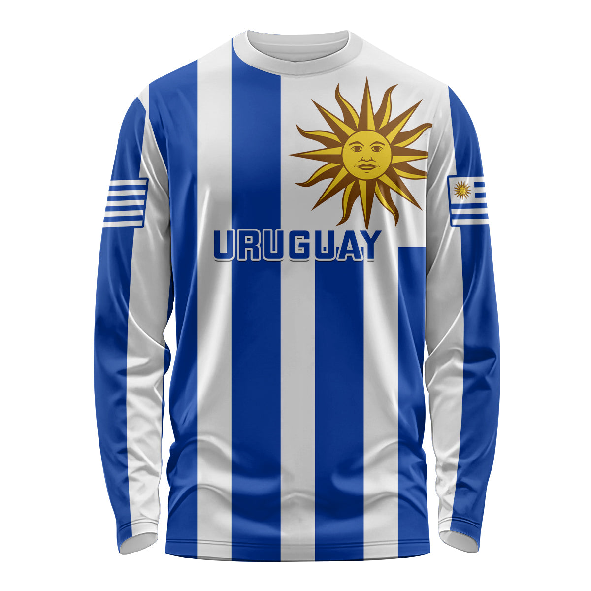 Custom Uruguay Rugby Long Sleeve Shirt Go Los Teros Flag Style - Wonder Print Shop