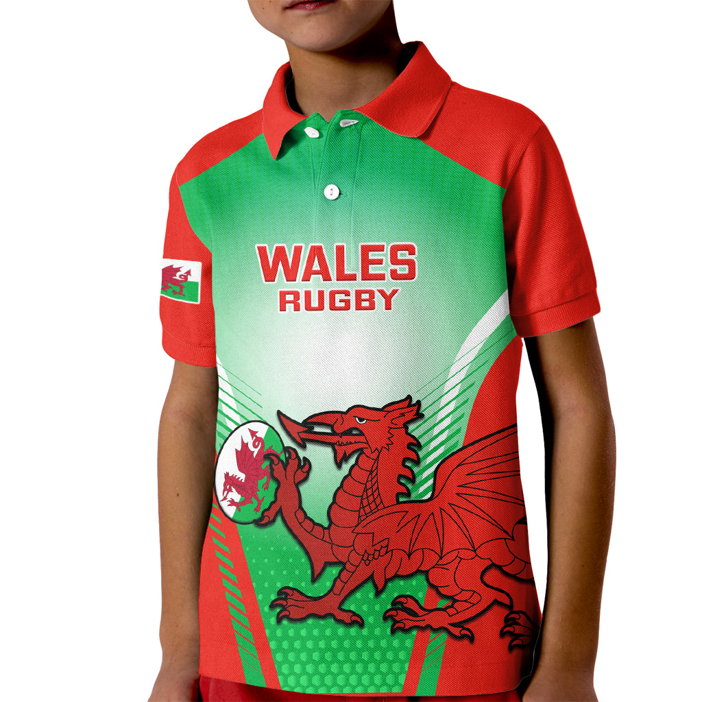 Wales Rugby Kid Polo Shirt 2023 Come On Cymru Champions World Cup - Wonder Print Shop