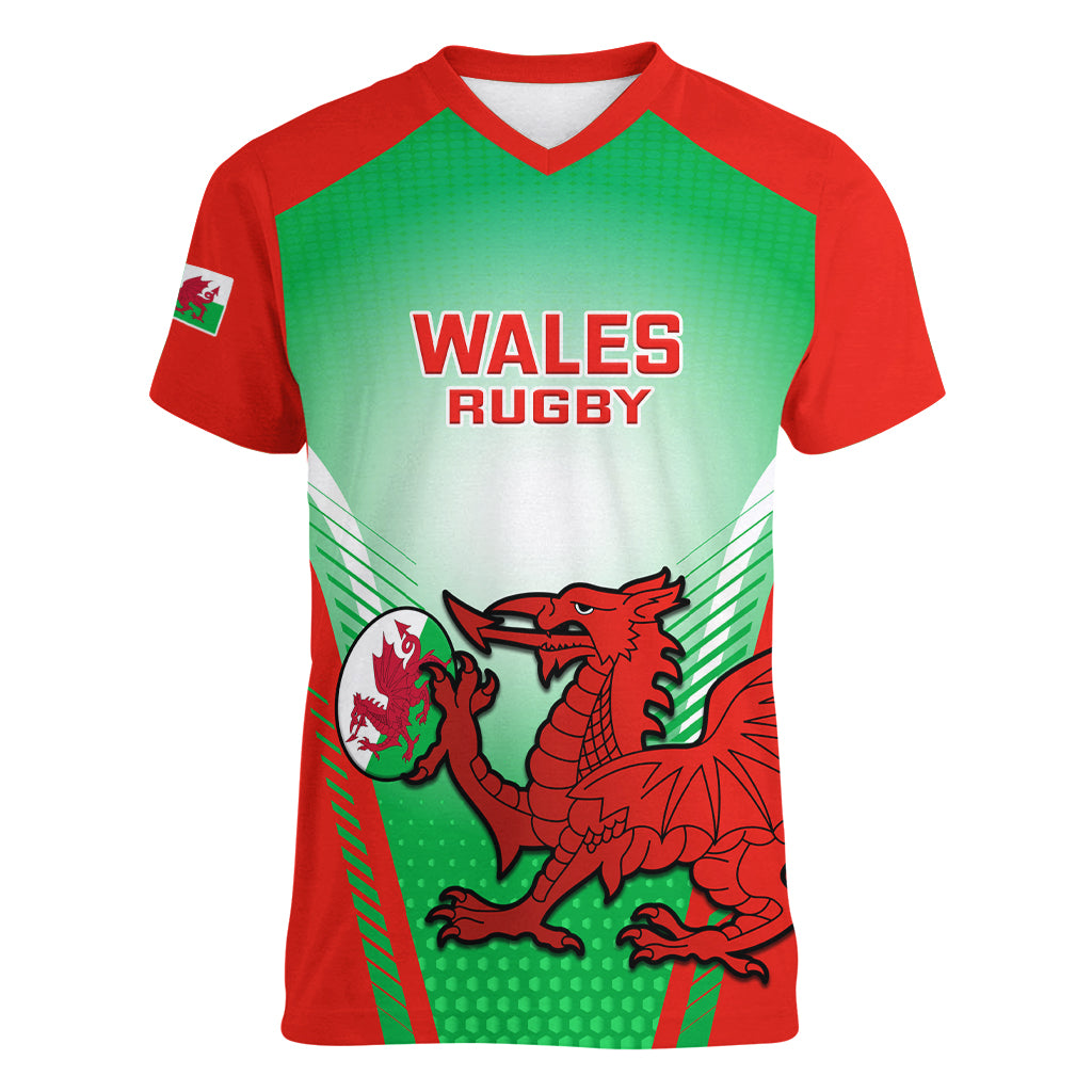 custom-wales-rugby-women-v-neck-t-shirt-2023-come-on-cymru-champions-world-cup