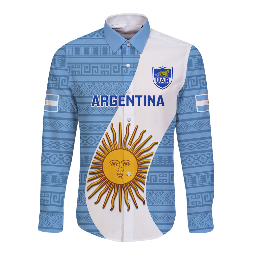 Argentina Rugby Long Sleeve Button Shirt 2023 Go Champions Los Pumas World Cup - Wonder Print Shop