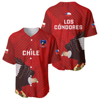 Red Chile rugby baseball jersey with Los Cóndores graphic, front and back view