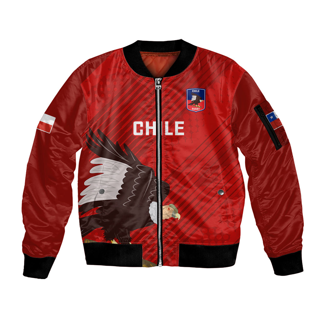 Chile Rugby Sleeve Zip Bomber Jacket 2023 Los Condores Grunge Style - Wonder Print Shop