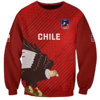 Red rugby sweatshirt with Chile crest and eagle graphic on front