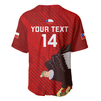 Red jersey back with YOUR TEXT and 14, Chile flag patch, and eagle graphic