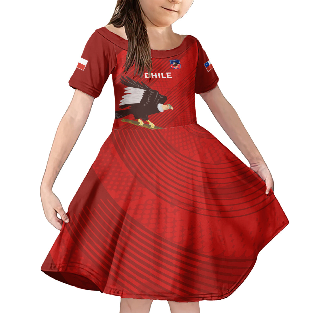 Custom Chile Rugby Kid Short Sleeve Dress 2023 Los Condores Grunge Style - Wonder Print Shop