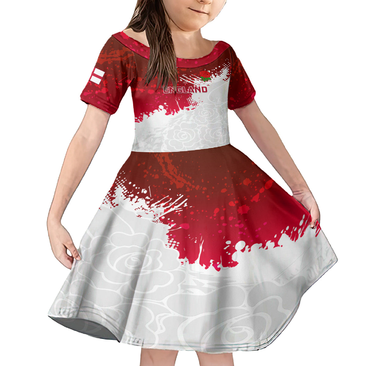 England Rugby Kid Short Sleeve Dress 2023 Go Champions World Cup Red Rose - Wonder Print Shop