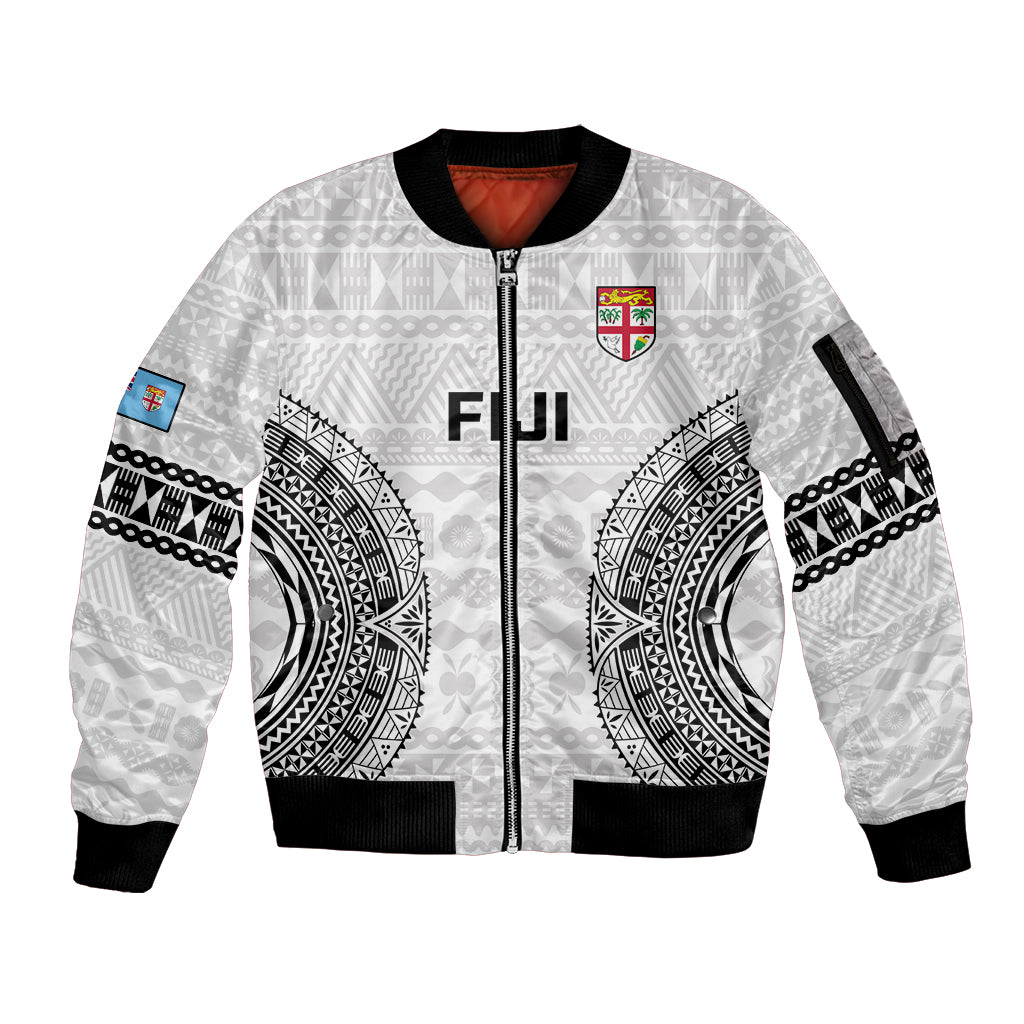 Fiji Rugby Sleeve Zip Bomber Jacket 2023 Go Champions World Cup Fijian Tapa Pattern - Wonder Print Shop