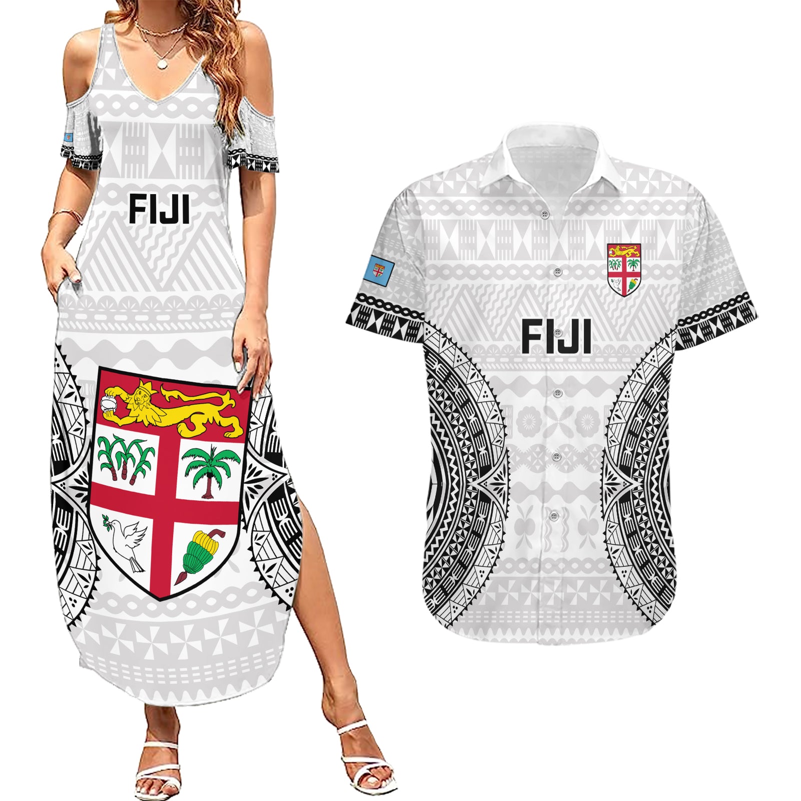 Custom Fiji Rugby Couples Matching Summer Maxi Dress and Hawaiian Shirt 2023 Go Champions World Cup Fijian Tapa Pattern - Wonder Print Shop