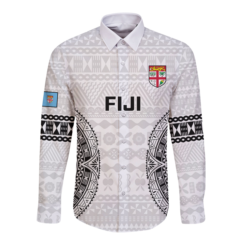 Custom Fiji Rugby Long Sleeve Button Shirt 2023 Go Champions World Cup Fijian Tapa Pattern - Wonder Print Shop