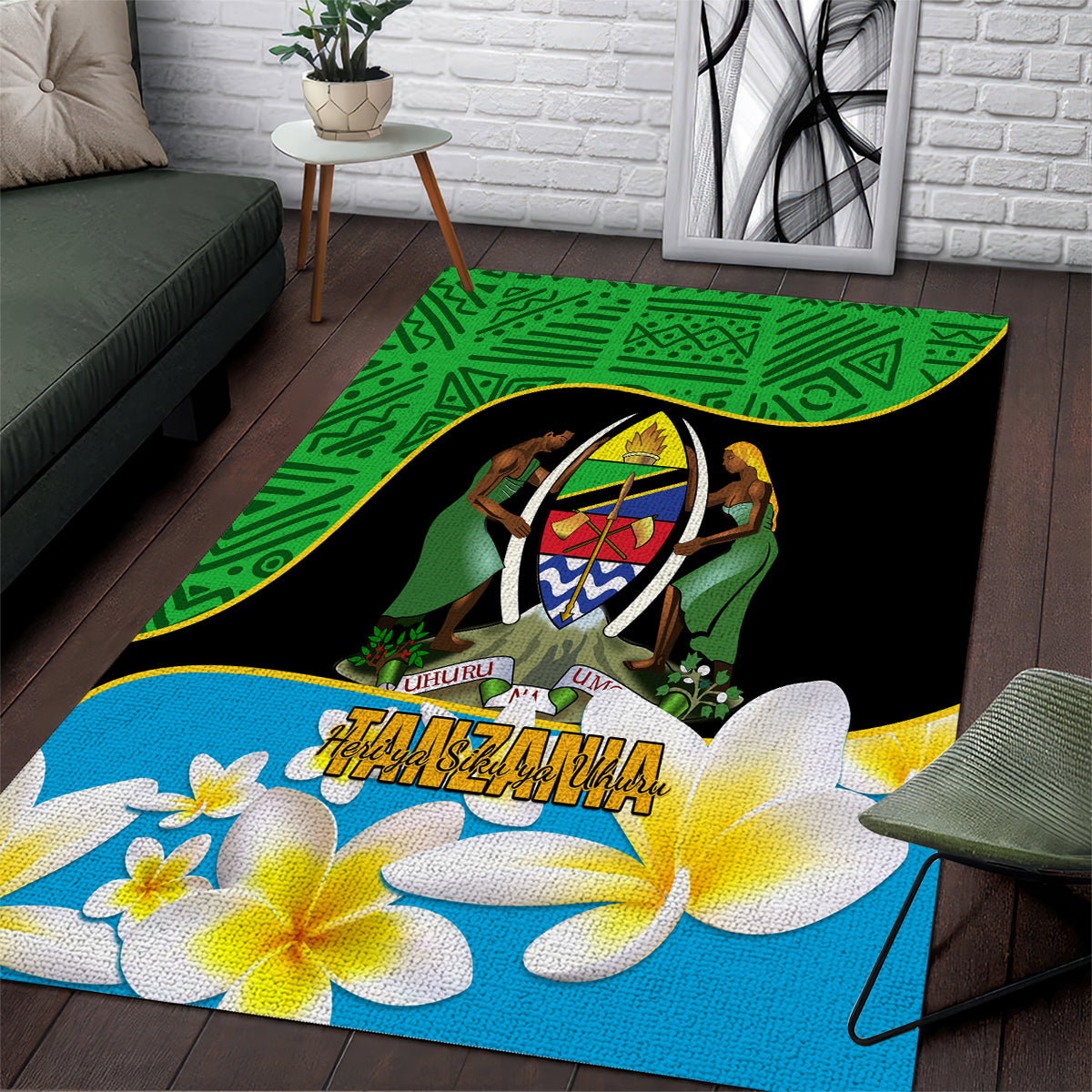 Personalised Tanzania Independence Day Area Rug Heri ya Siku ya Uhuru African Pattern - Wonder Print Shop