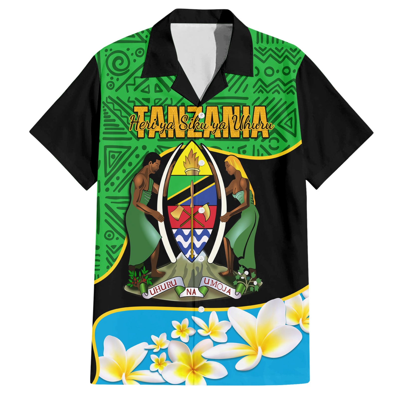 Personalised Tanzania Independence Day Hawaiian Shirt Heri ya Siku ya Uhuru African Pattern - Wonder Print Shop